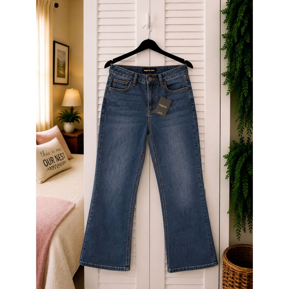 Indigo Six Womens Wide Leg Jeans Size 29/8 Blue Stretch Denim NWT